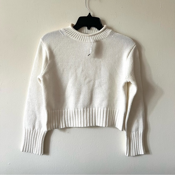 J. Crew Rolled Neck Cotton Sweater white size XXS - Picture 3 of 7